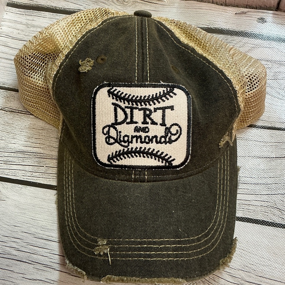 Black Denim and Tan Baseball Cap